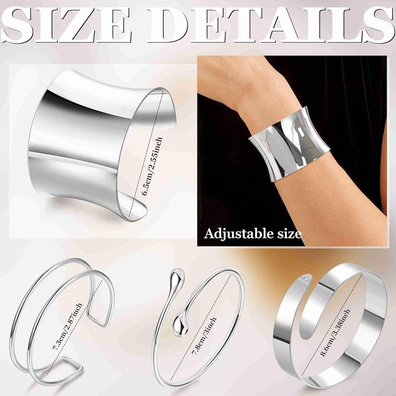 Masedy 4PCS Gold Arm Cuff Bracelets for Women Chunky Open Wrap Cuff Bracelet Set Adjustable Upper Arm Bracelet Bangle Statement Bracelet Minimalist Irregular Armband Coil Swirl Arm Jewelry - Image 2